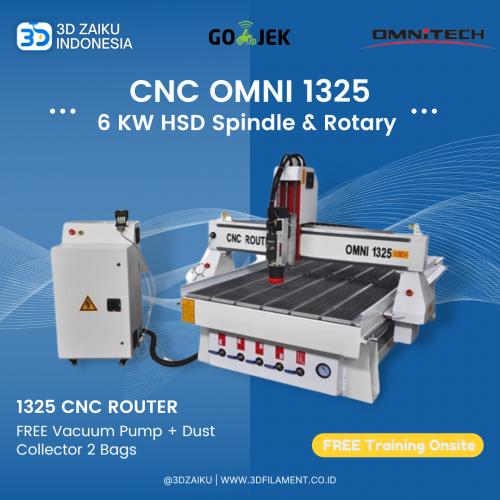 OMNI CNC Router 1325 with 6 KW HSD Spindle and Rotary 20 cm Diameter